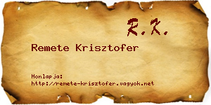 Remete Krisztofer névjegykártya
